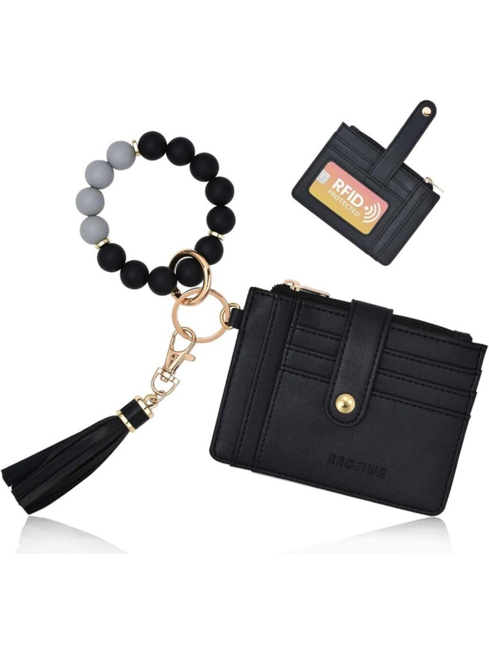 Stylish Silicone Wristlet Keychain Wallet for Women - Slim RFID Card Holder with